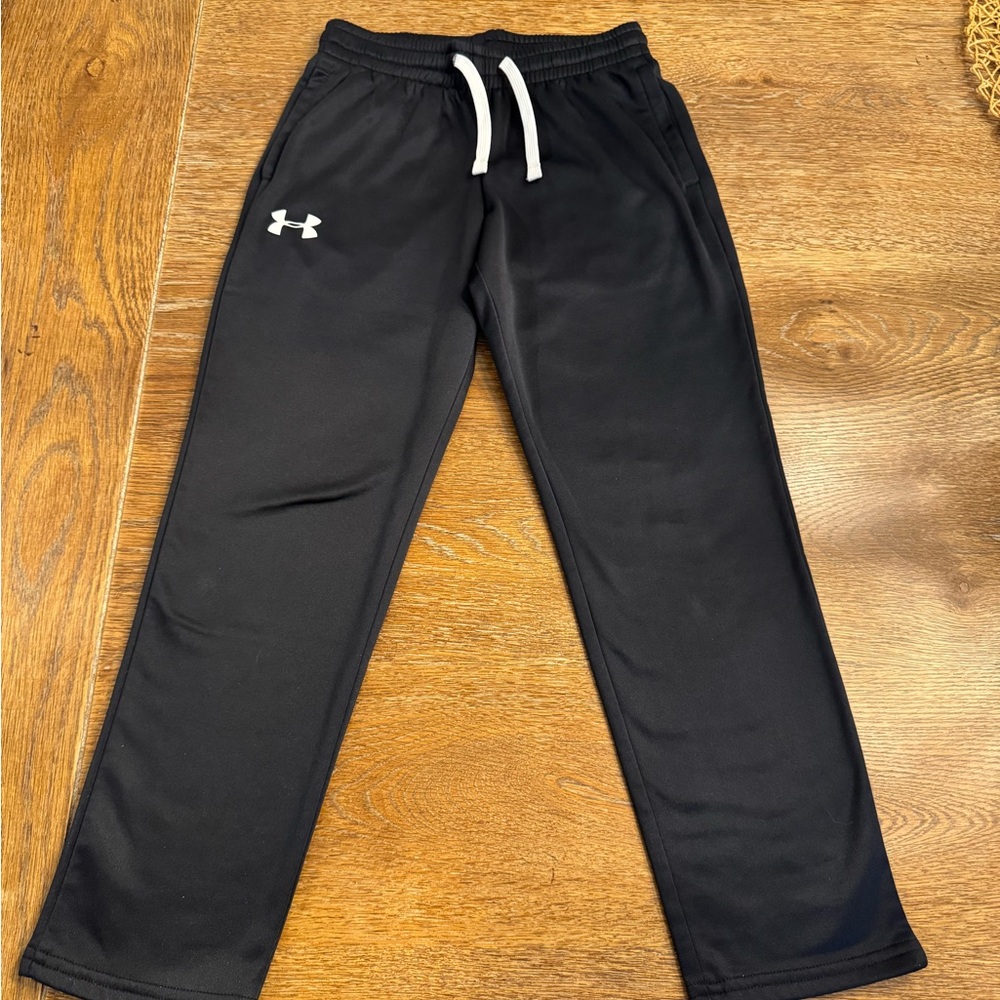 Under Armour Kids Black Sweatpants with White Drawstring